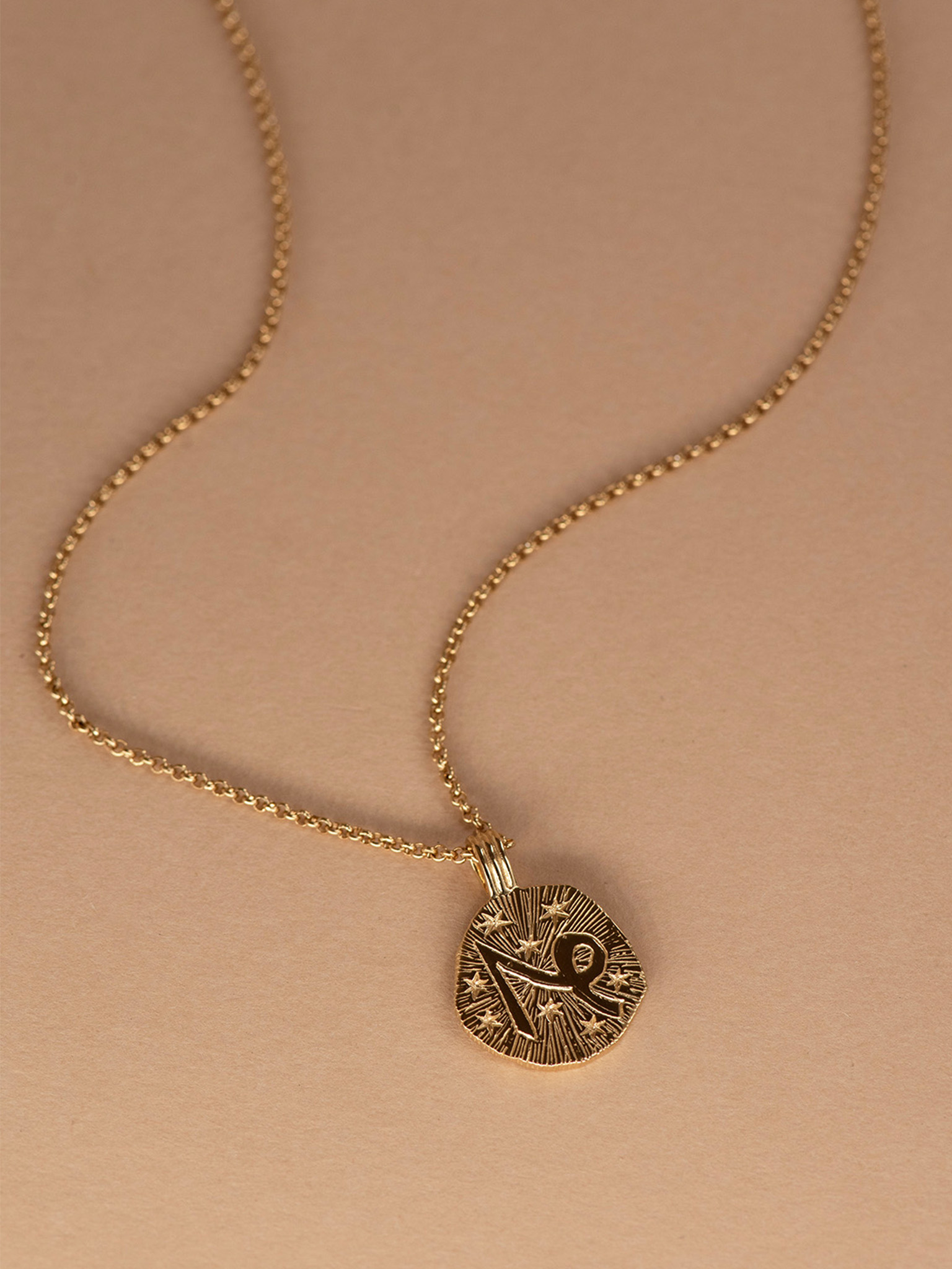 Sun in capricorn necklace - 22k gold vermeil